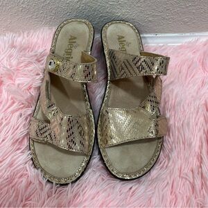 🛑SOLD OUT🛑 Dazzler Loti Sandal Wedge Slide Slip-On Gold Open Toe